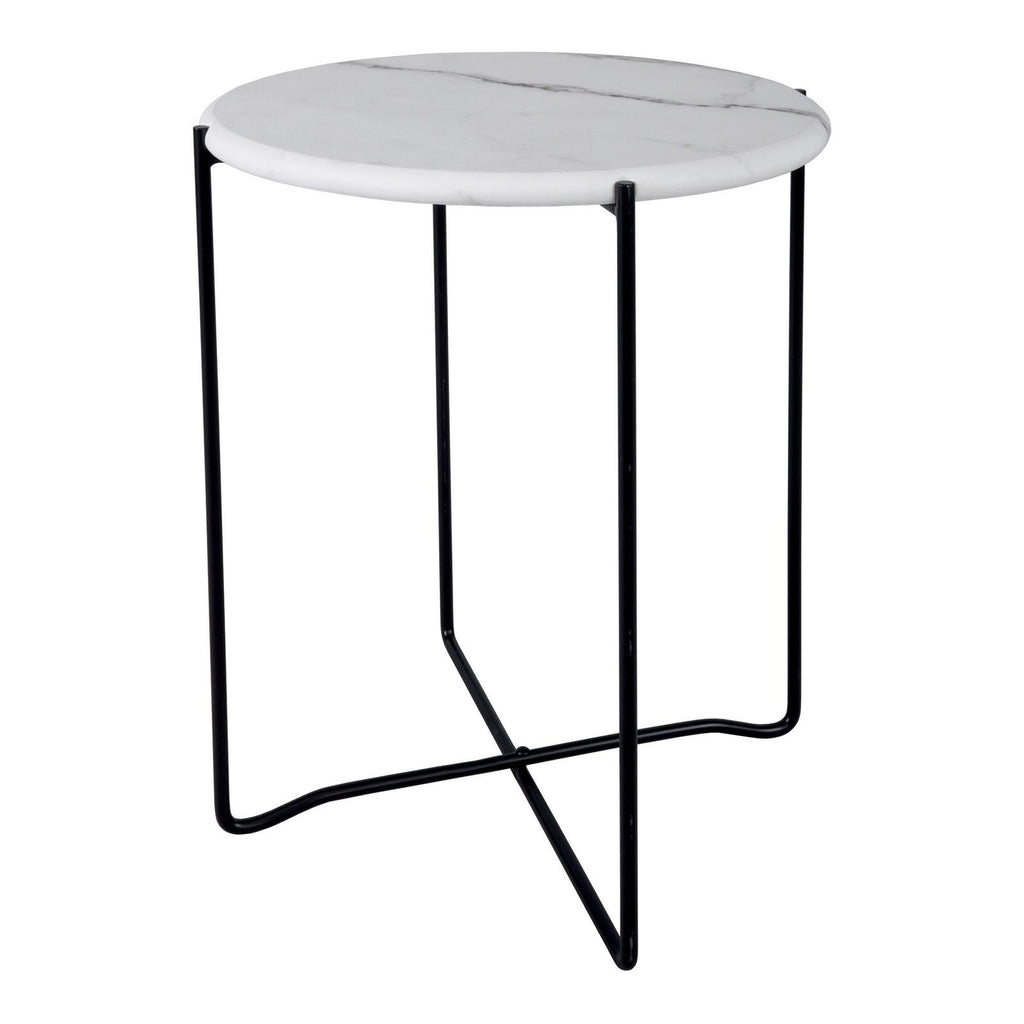 001AZZ002 Azzate Side Table White Marble Effect and Matt Black