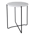 001AZZ002 Azzate Side Table White Marble Effect and Matt Black