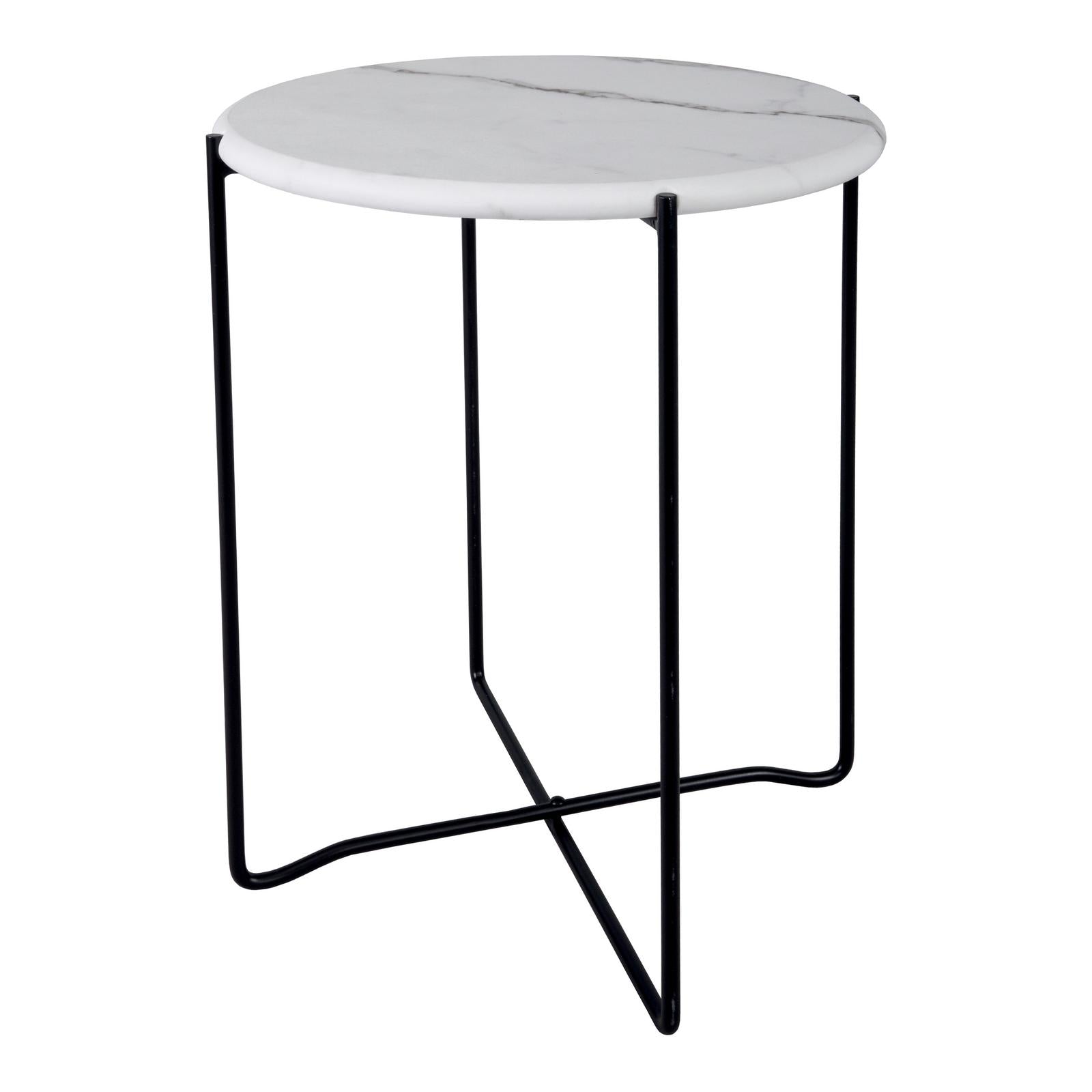 001AZZ002 Azzate Side Table White Marble Effect and Matt Black