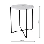 001AZZ002 Azzate Side Table White Marble Effect and Matt Black