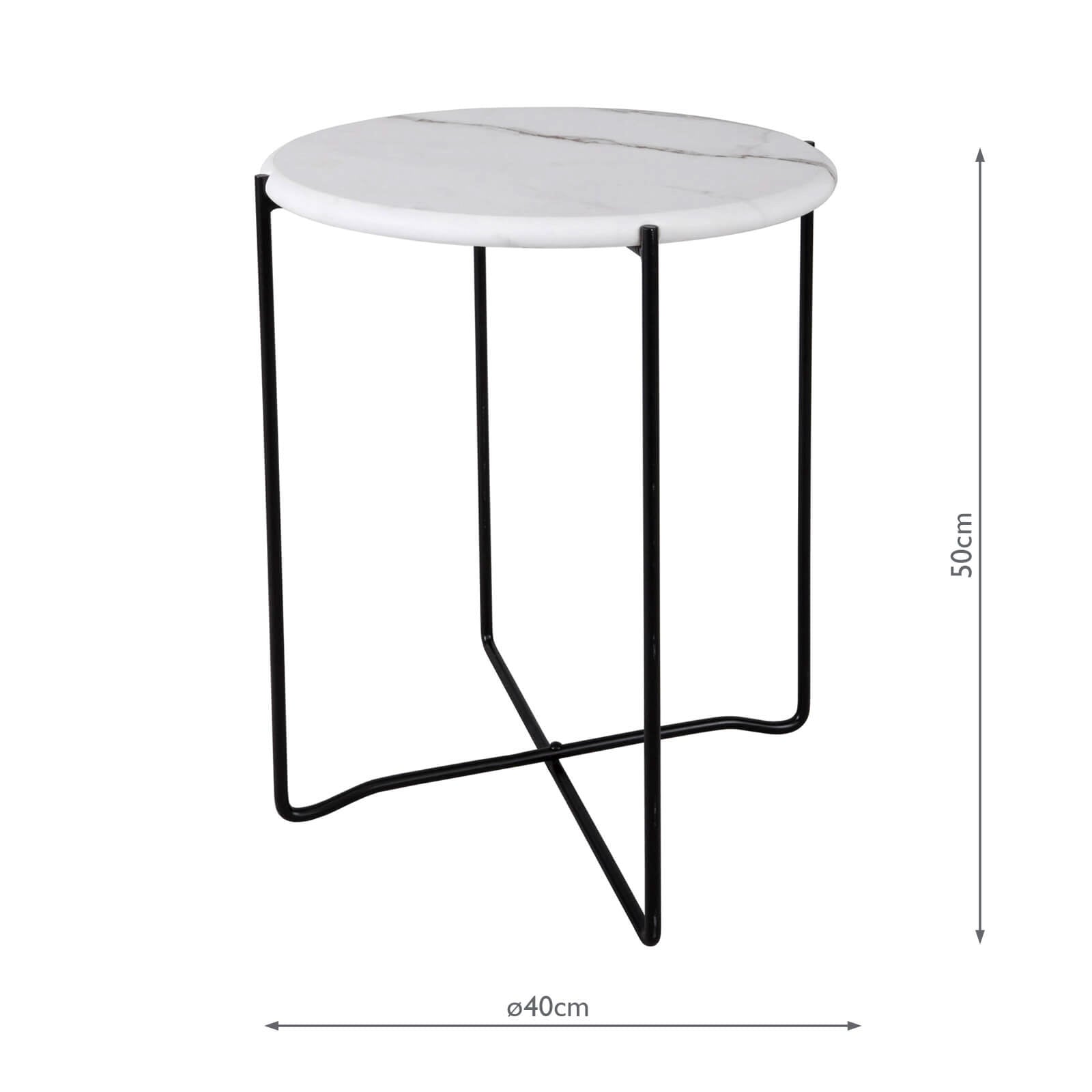 001AZZ002 Azzate Side Table White Marble Effect and Matt Black
