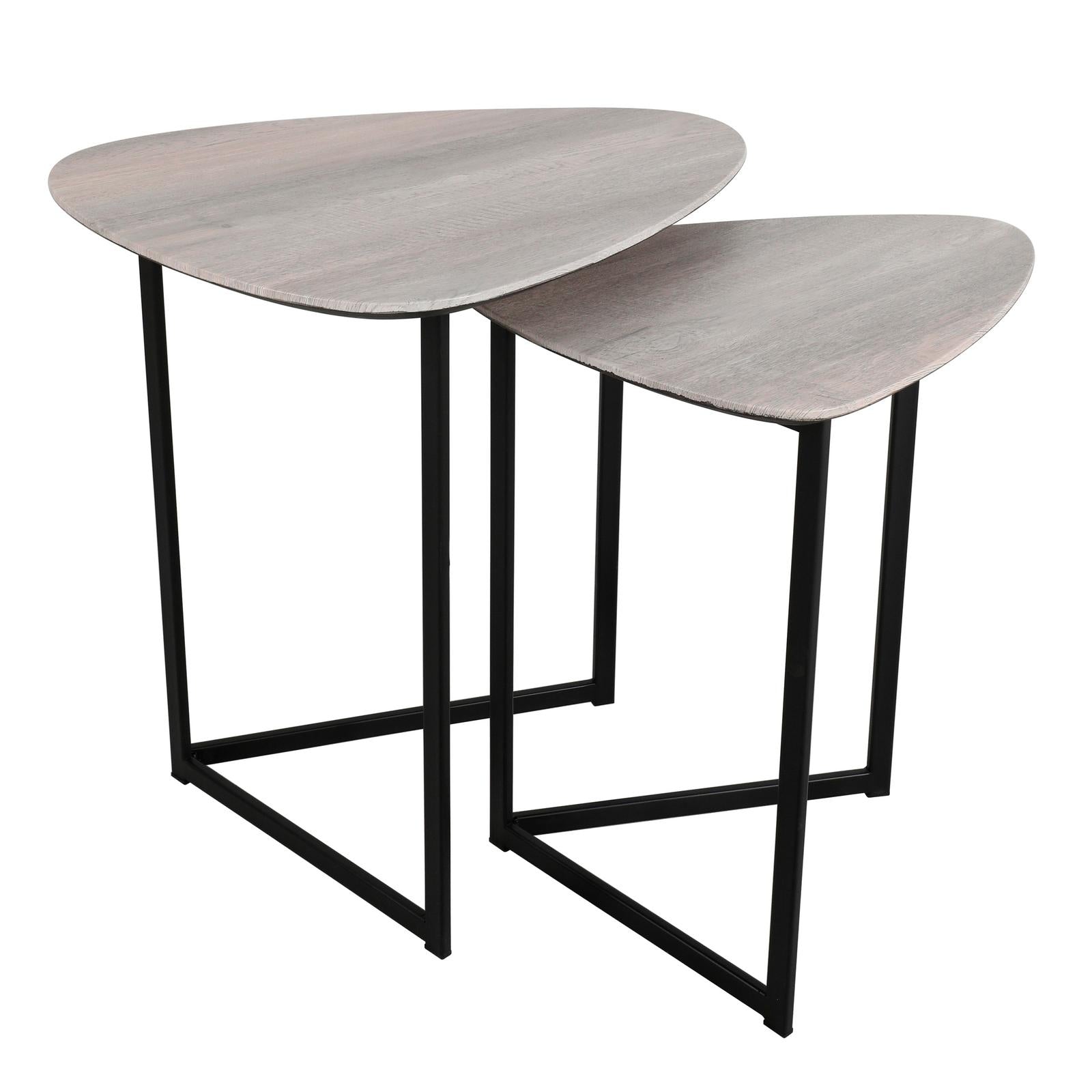 001MIB001 Mibello Nested Table Light Oak Effect and Matt Black