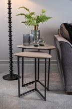 001MIB001 Mibello Nested Table Light Oak Effect and Matt Black