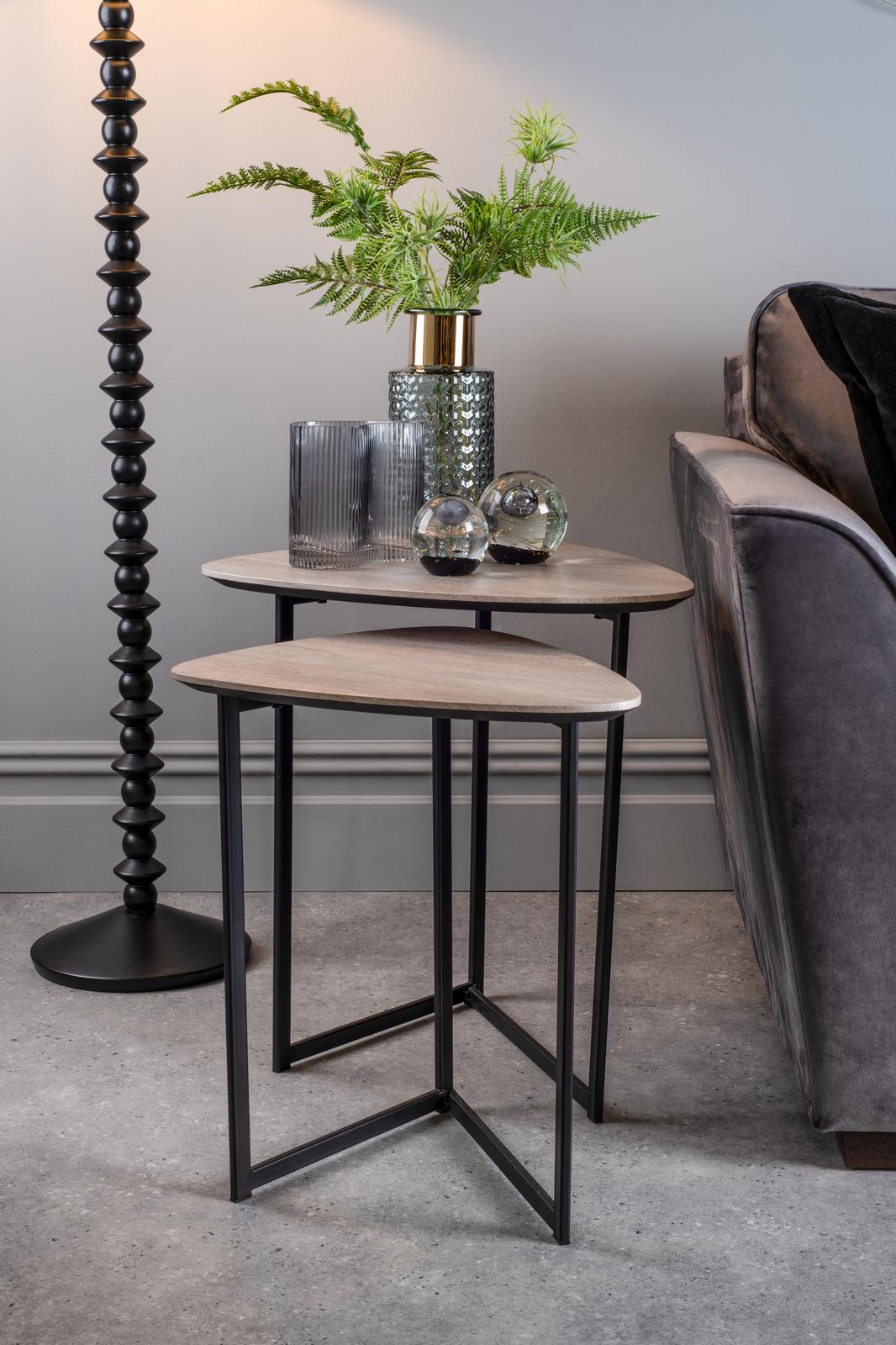 001MIB001 Mibello Nested Table Light Oak Effect and Matt Black