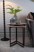 001MIB001 Mibello Nested Table Light Oak Effect and Matt Black