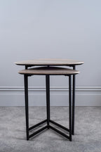 001MIB001 Mibello Nested Table Light Oak Effect and Matt Black
