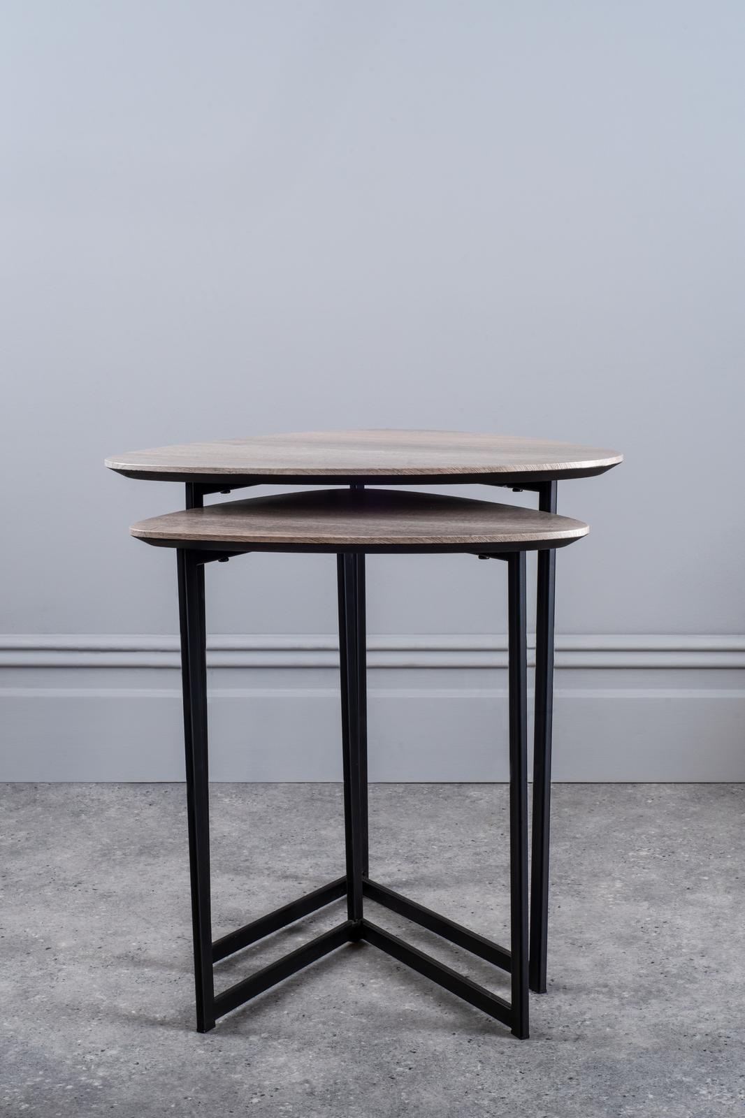 001MIB001 Mibello Nested Table Light Oak Effect and Matt Black