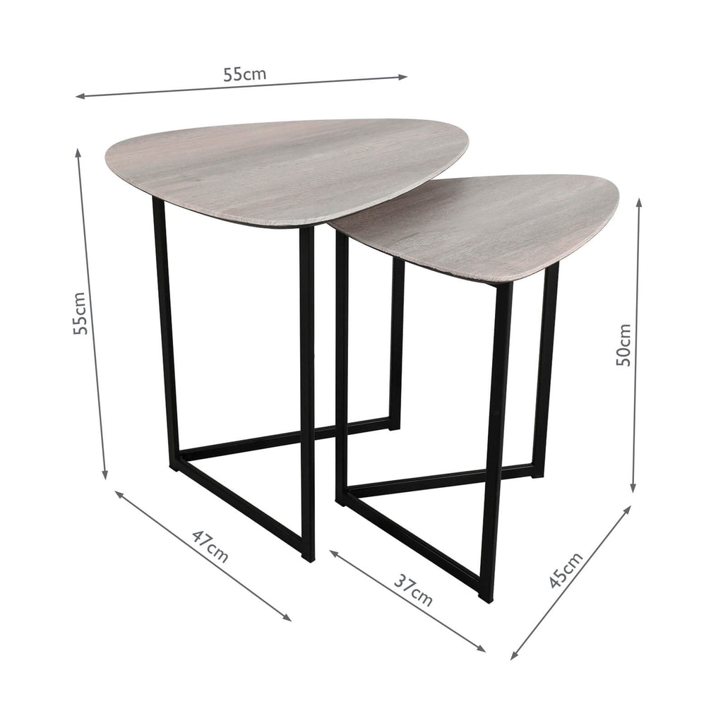 001MIB001 Mibello Nested Table Light Oak Effect and Matt Black