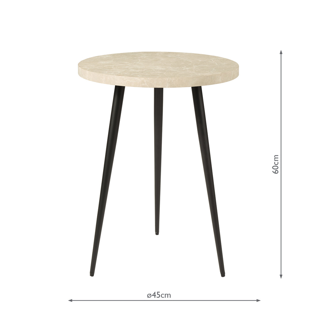 001NUS001 Nusa Side Table Grey Marble Effect and Matt Black