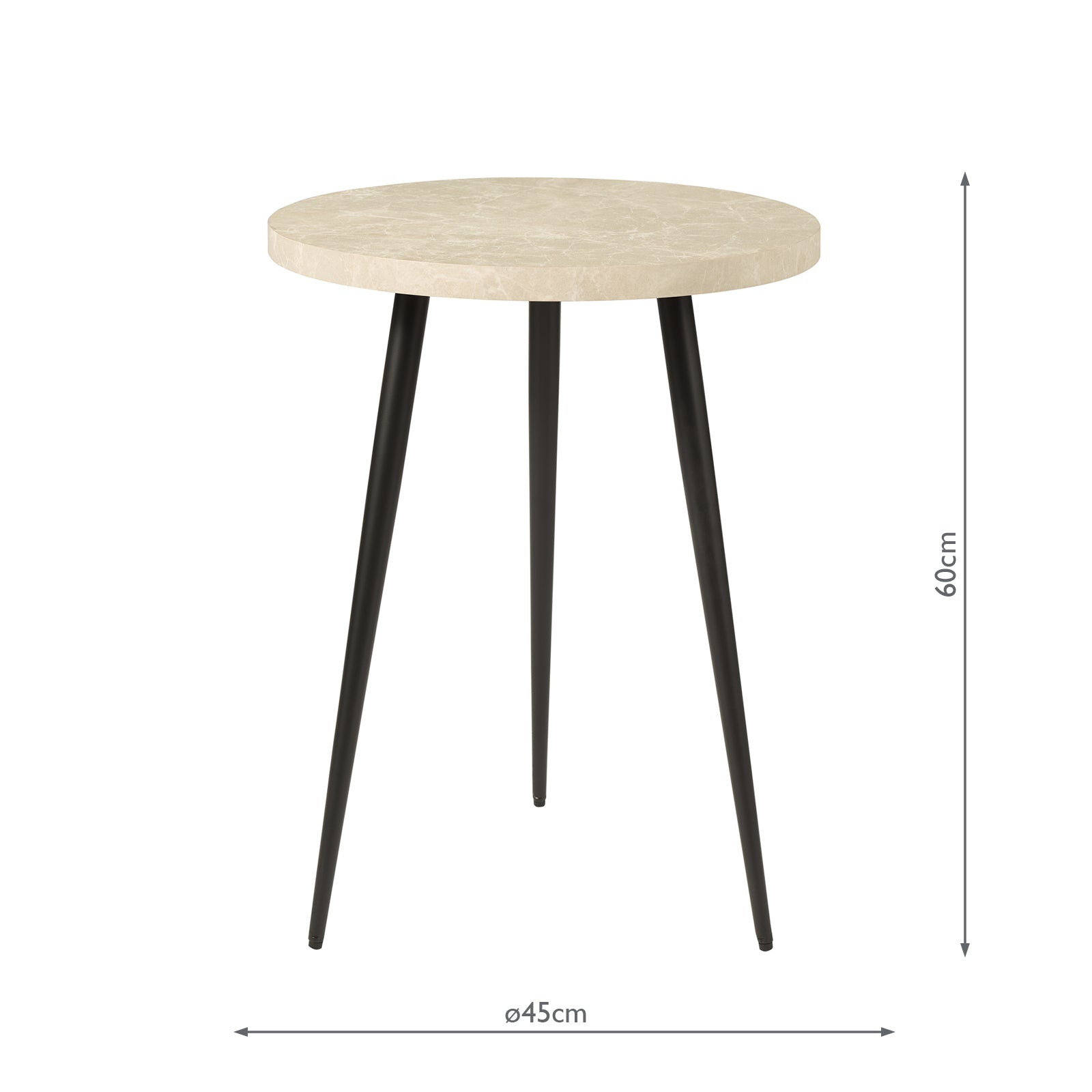 001NUS001 Nusa Side Table Grey Marble Effect and Matt Black
