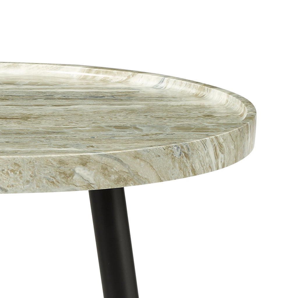001NUS002 Nusa Side Table Brown Stone Effect and Matt Black