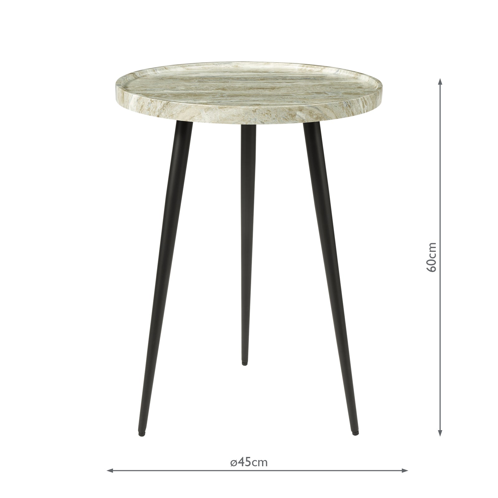 001NUS002 Nusa Side Table Brown Stone Effect and Matt Black