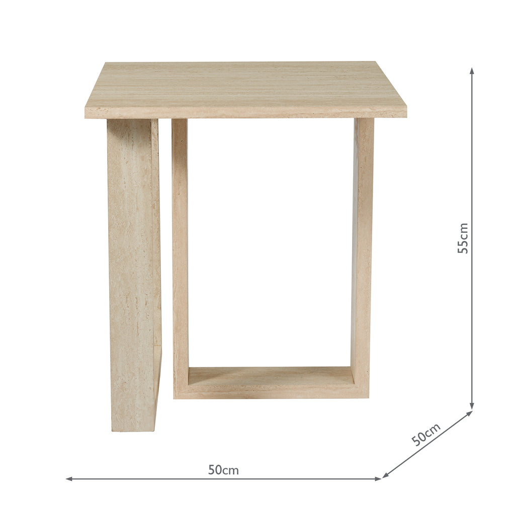 001PRU001 Prue Side Table Travertine Effect
