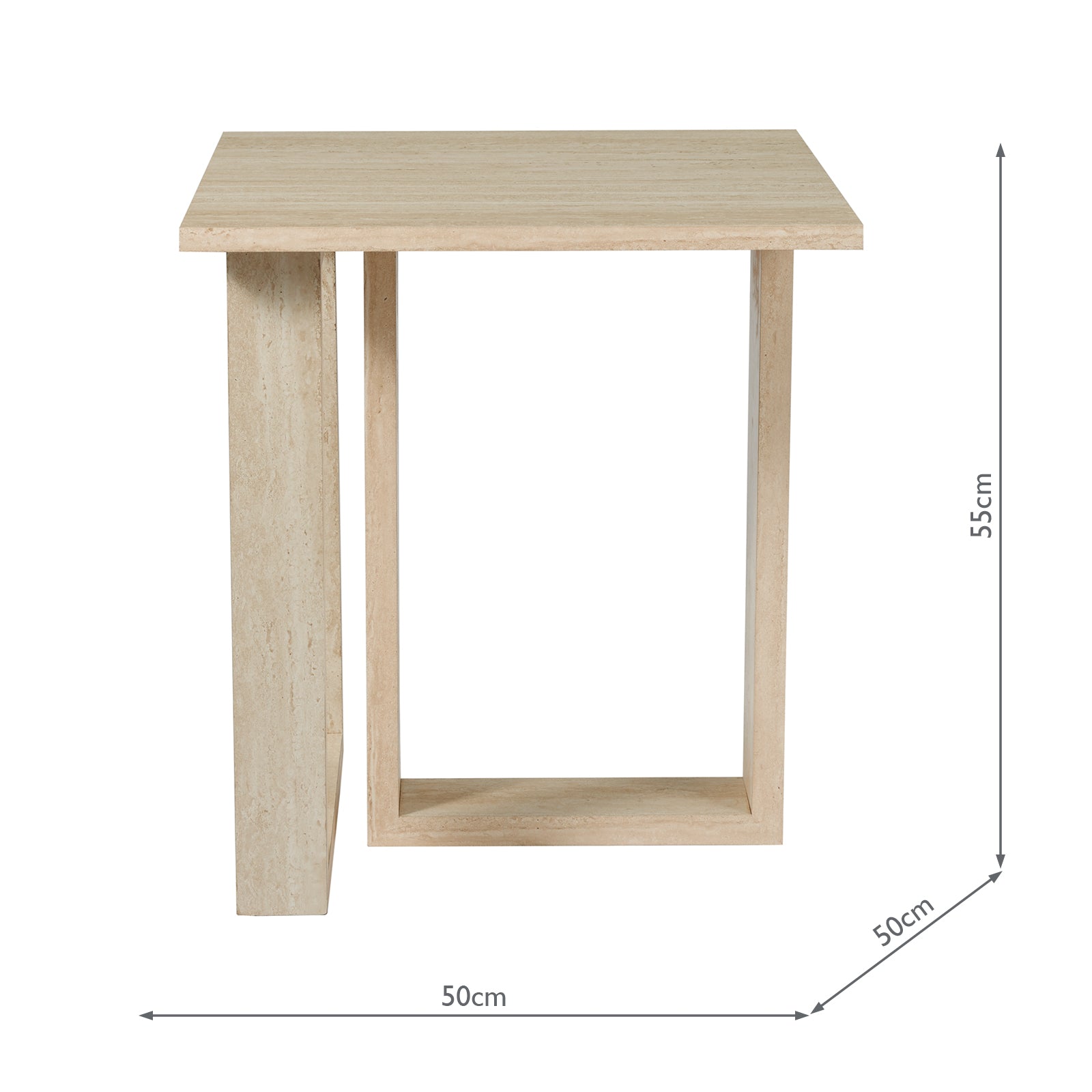 001PRU001 Prue Side Table Travertine Effect