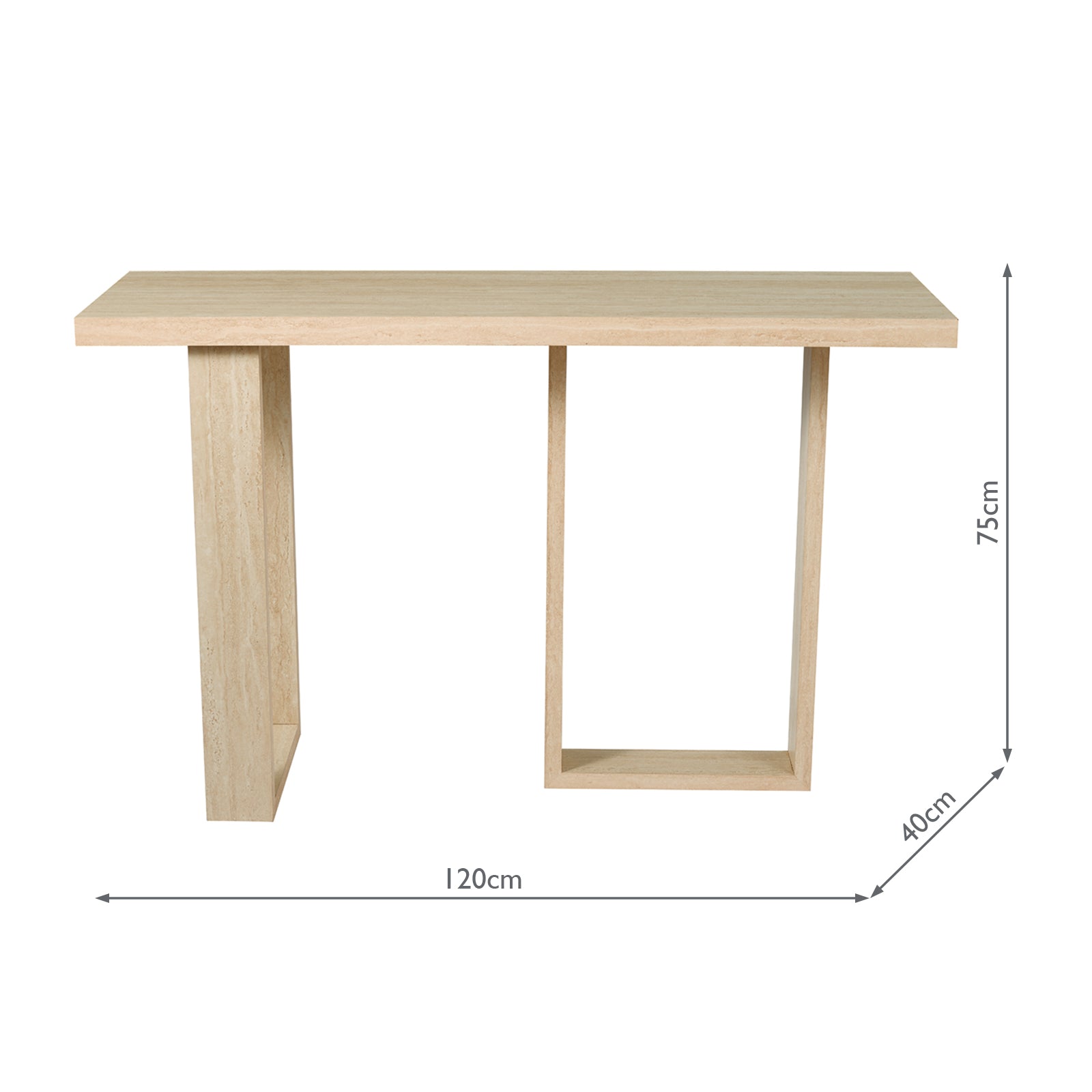 001PRU002 Prue Console Table Travertine Effect