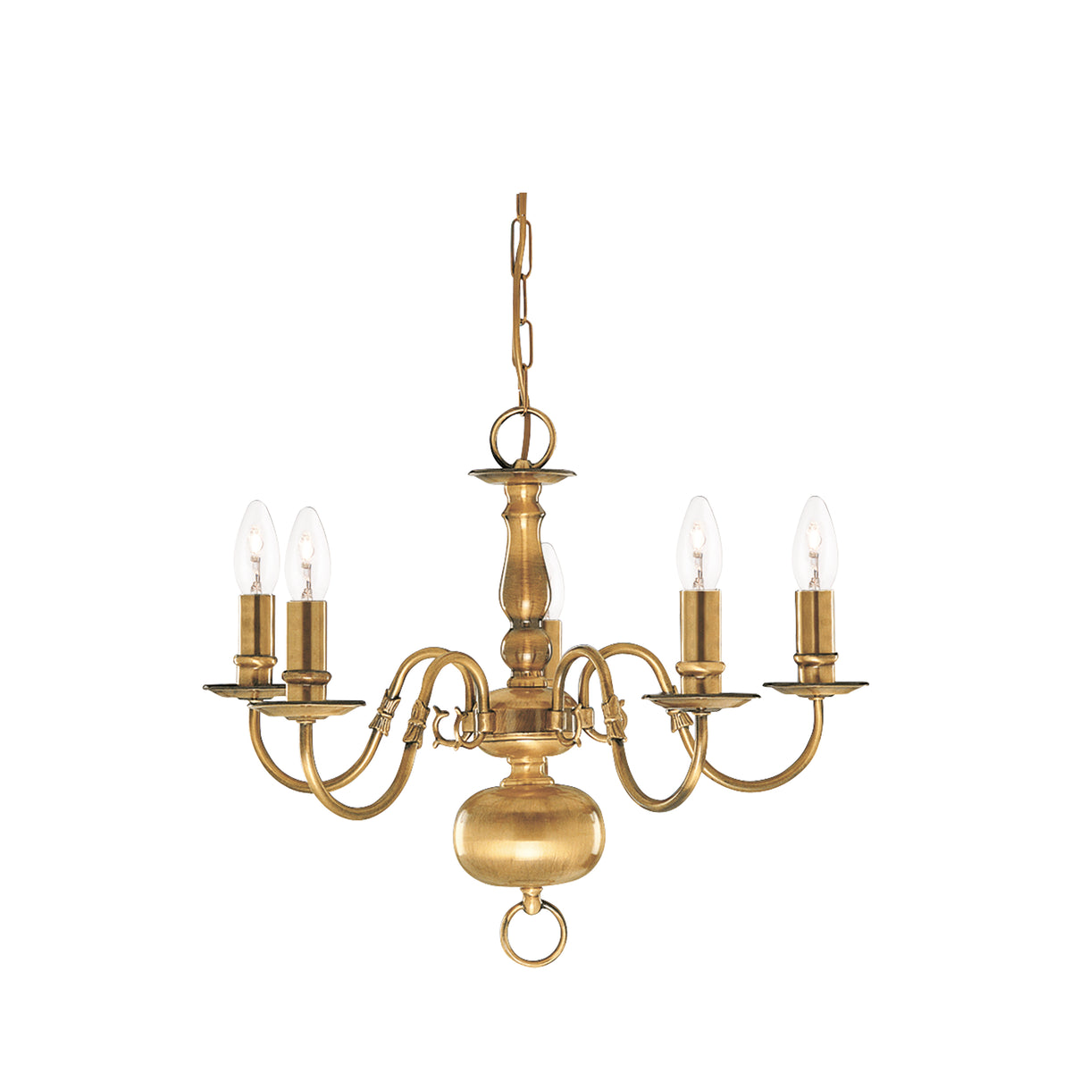 1019-5AB Flemish - 5 Light Ceiling Antique Brass