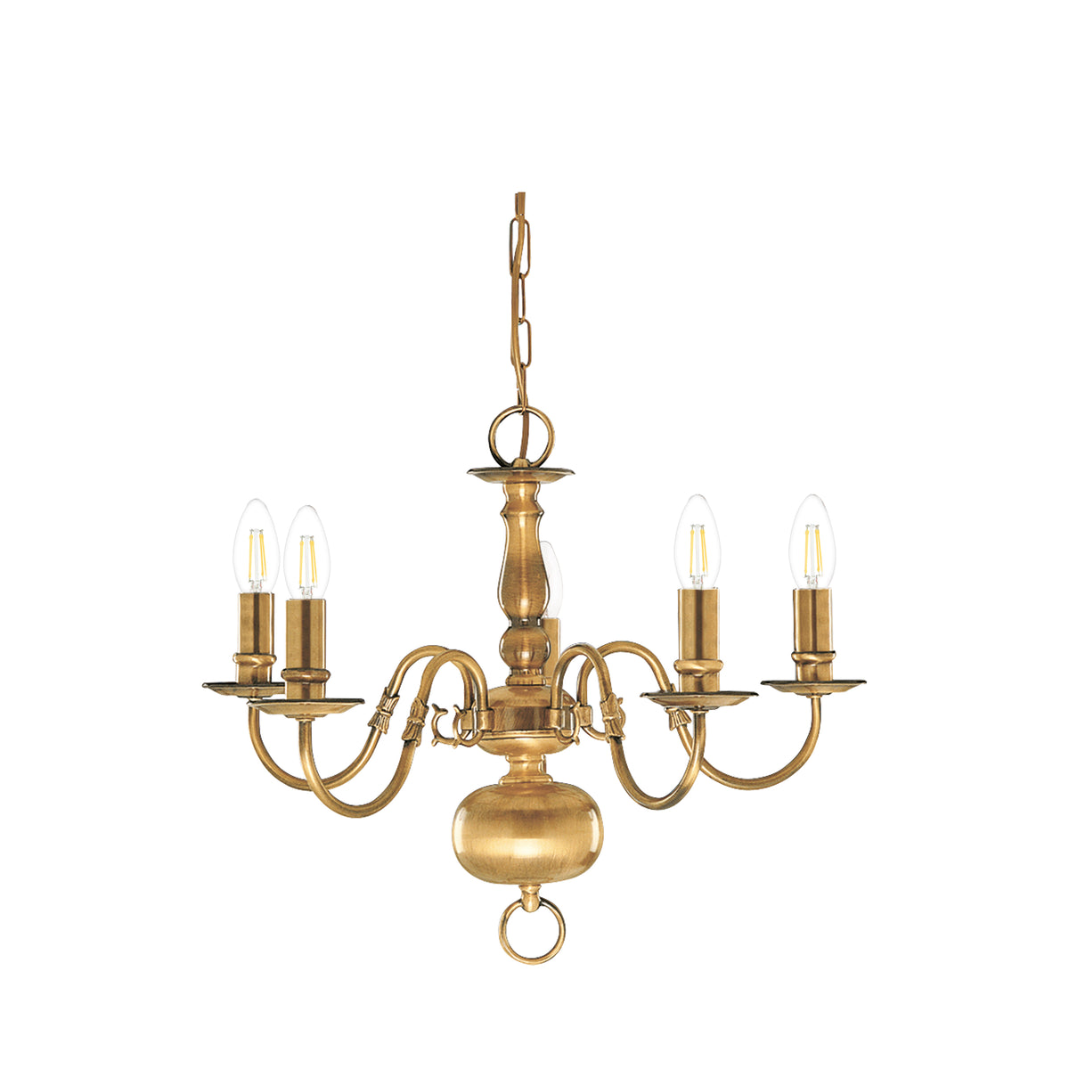 1019-5AB Flemish - 5 Light Ceiling Antique Brass