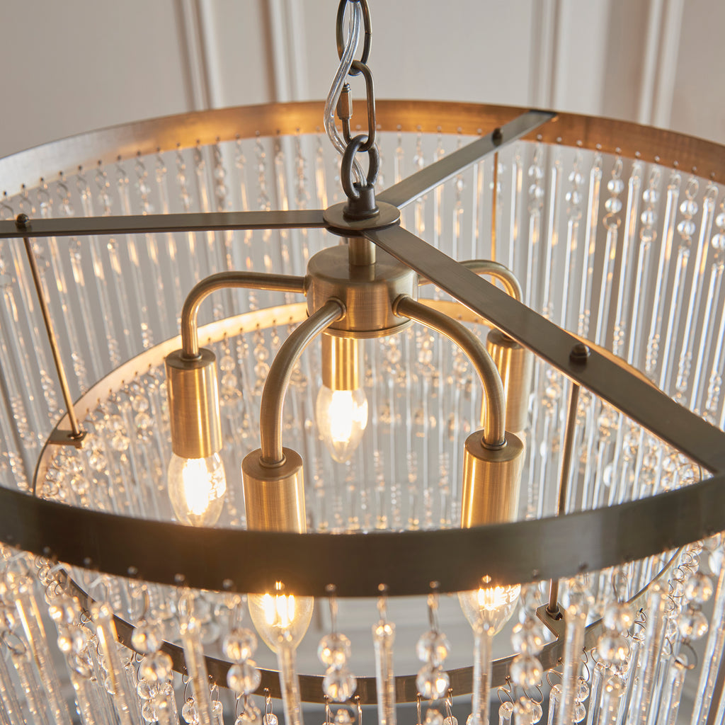 104504 Genevieve 5 Light Pendant Brass