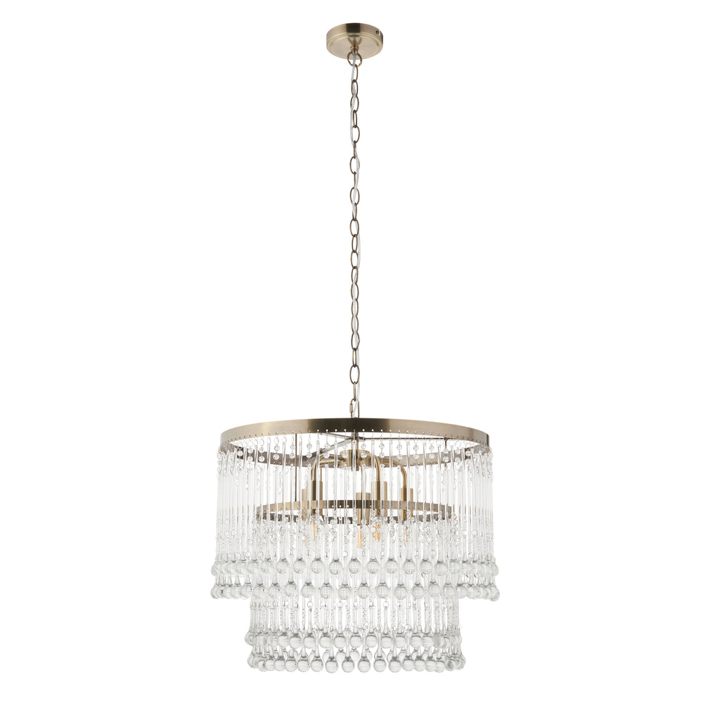 104504 Genevieve 5 Light Pendant Brass