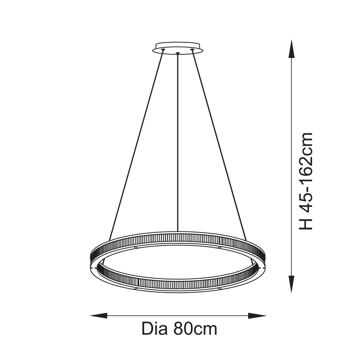 111334 Classic Ribbed Hoop LED Pendant Gold