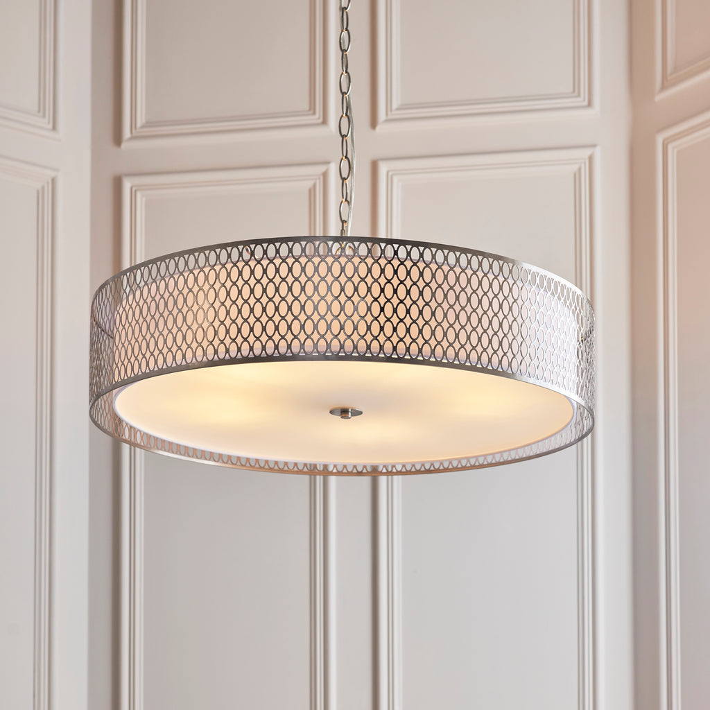 112758 Cordero 5 Light Pendant Nickel White