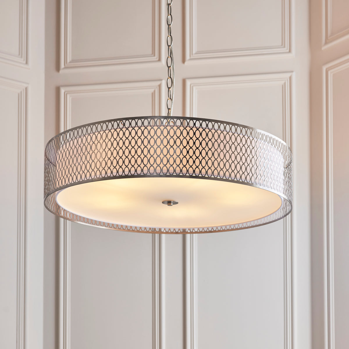 112758 Cordero 5 Light Pendant Nickel White
