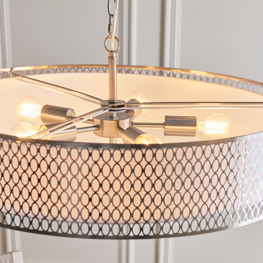 112758 Cordero 5 Light Pendant Nickel White