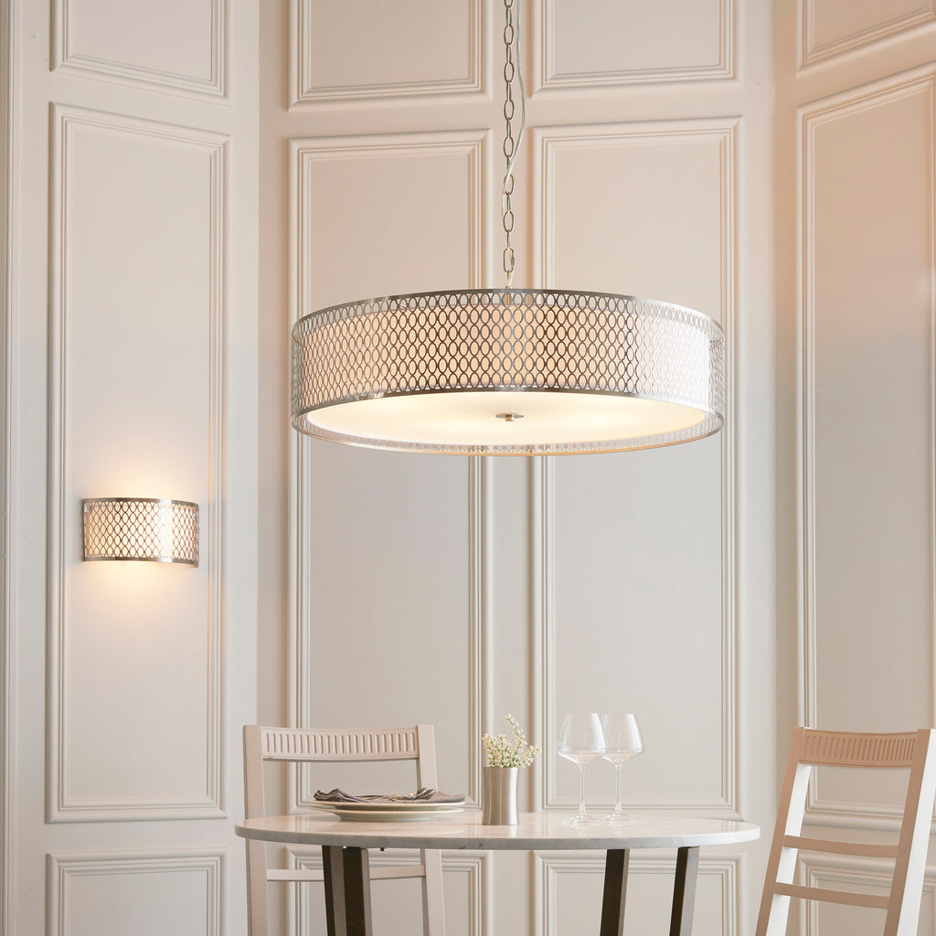 112758 Cordero 5 Light Pendant Nickel White