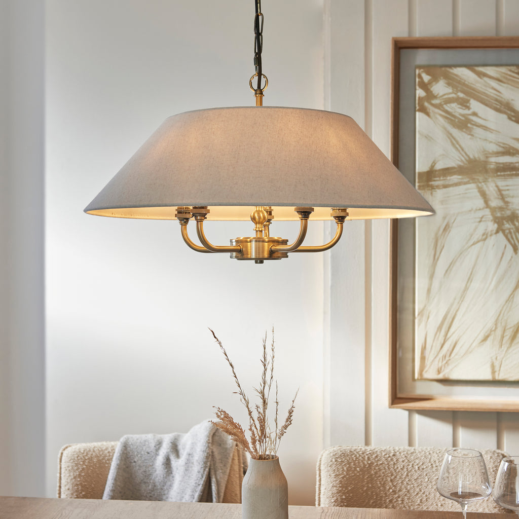 112956 Lille 5 Light Pendant Brass