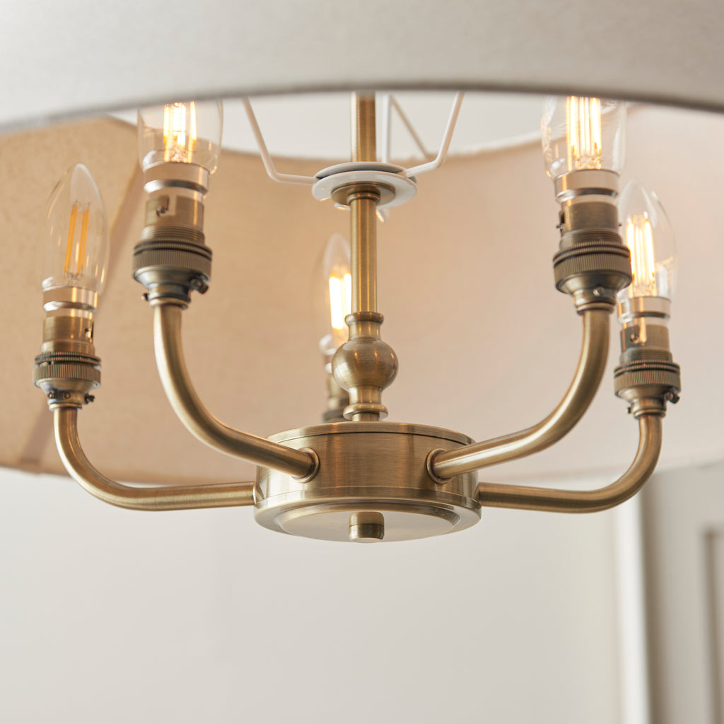112956 Lille 5 Light Pendant Brass