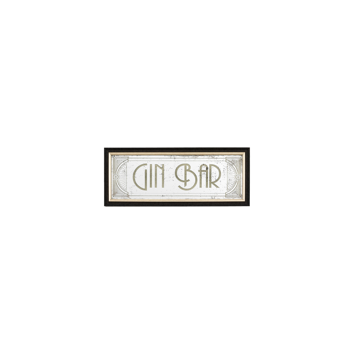 113380 Distressed Printed Gin Rectangle Mirror (S)