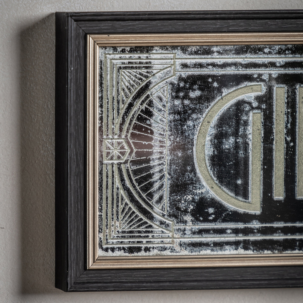 113380 Distressed Printed Gin Rectangle Mirror (S)