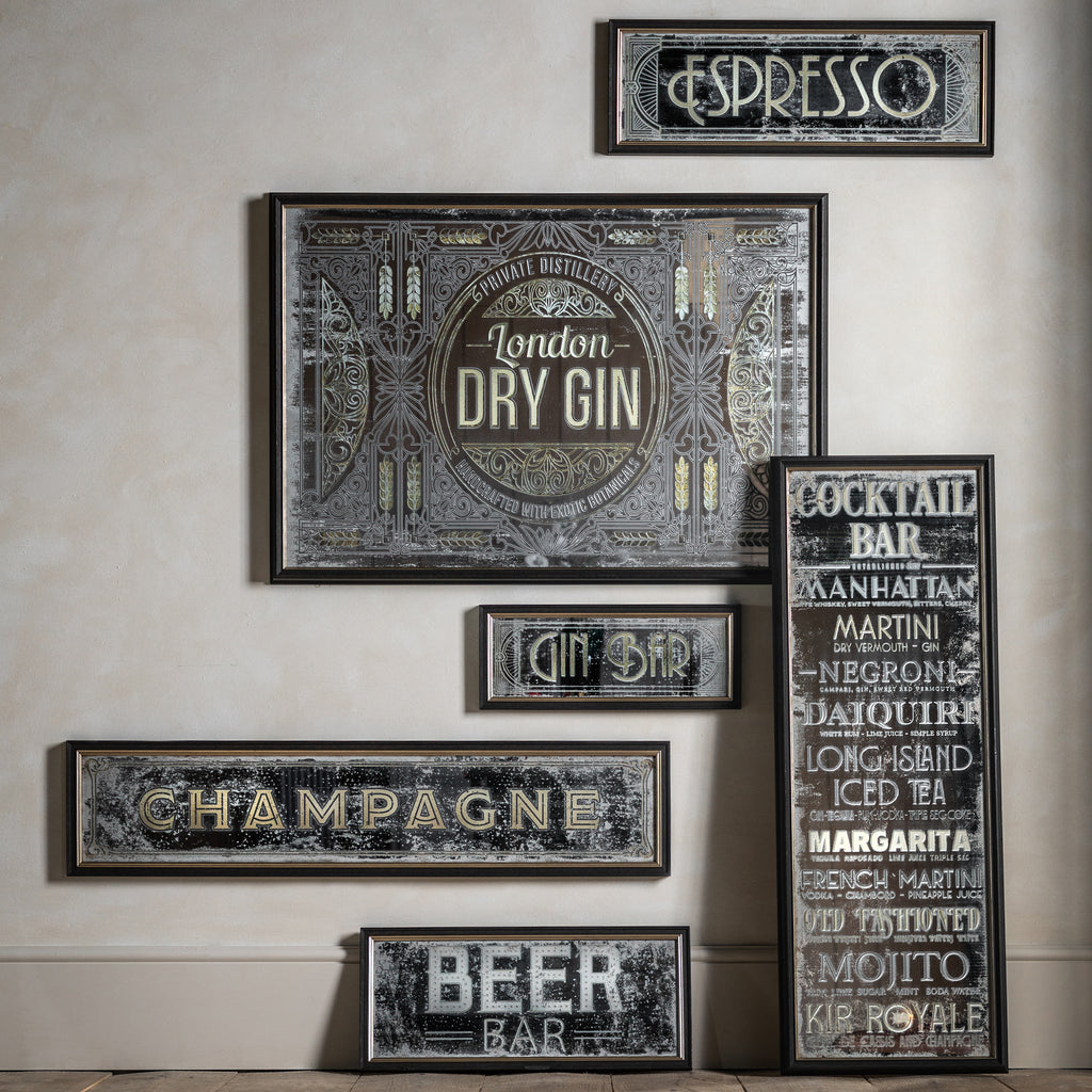 113380 Distressed Printed Gin Rectangle Mirror (S)