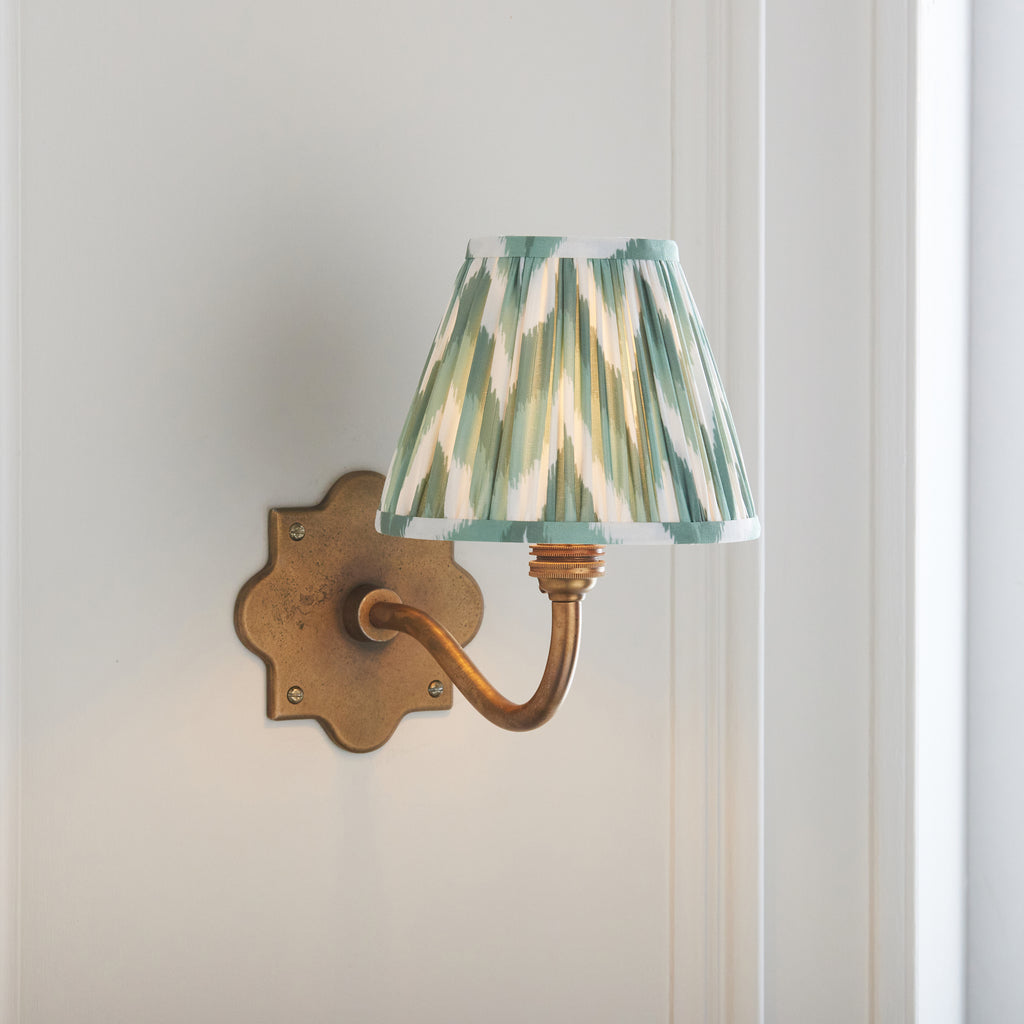 113773 Anvil Curve & Zigzag 16cm Wall Light Brass Green