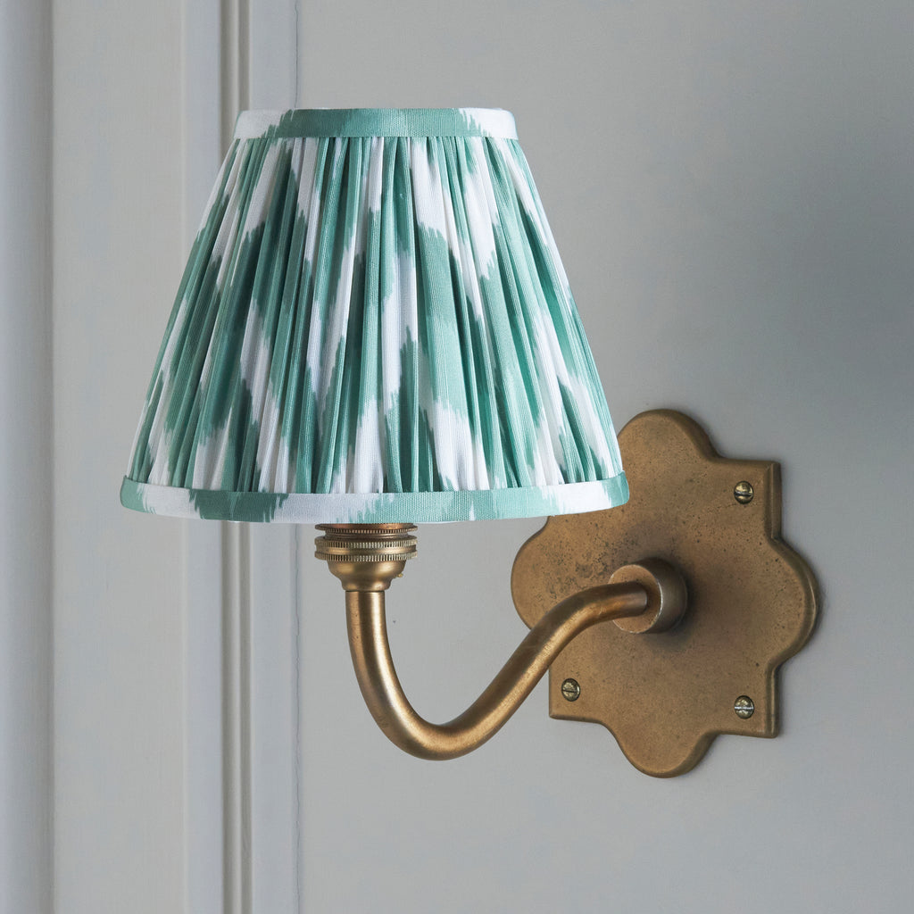 113773 Anvil Curve & Zigzag 16cm Wall Light Brass Green