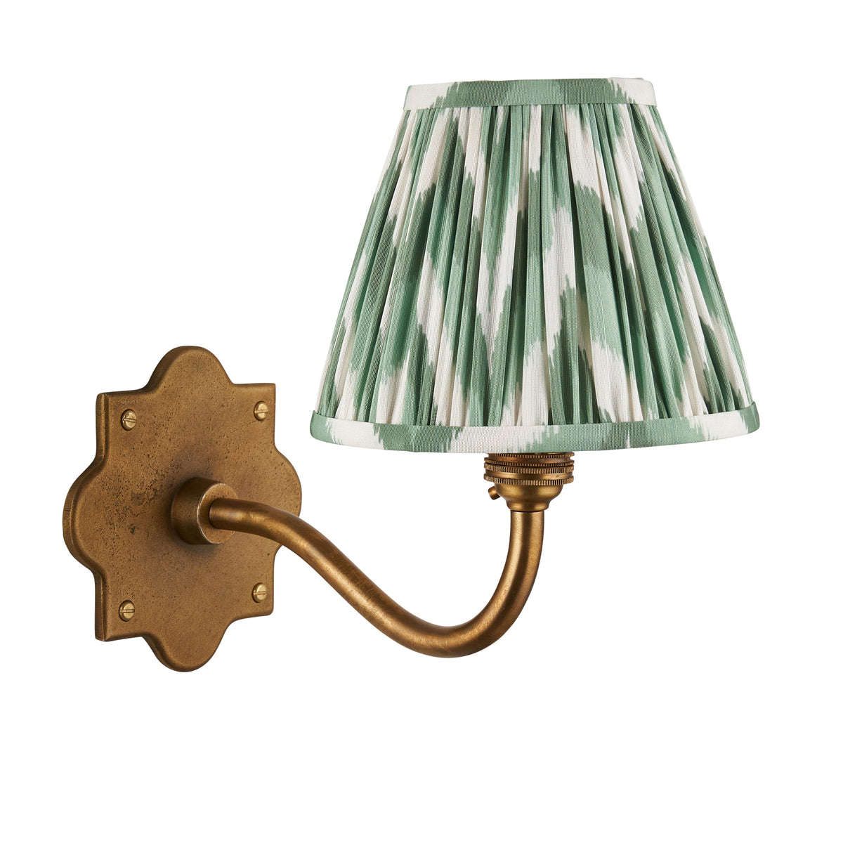 113773 Anvil Curve & Zigzag 16cm Wall Light Brass Green