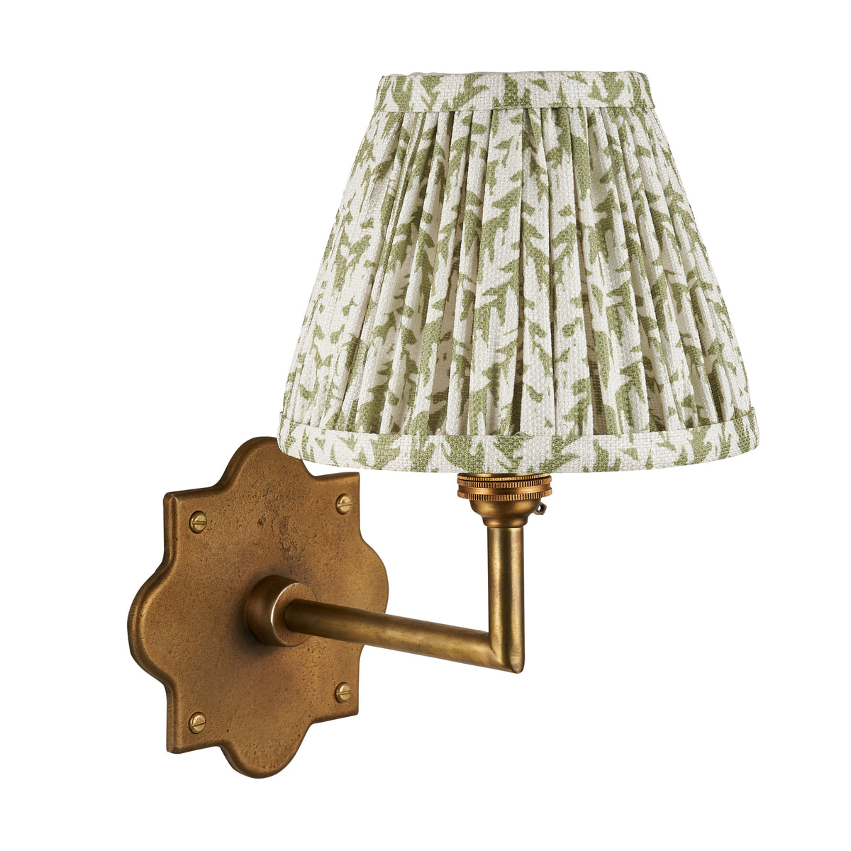 113791 Anvil Angle & Leaf 16cm Wall Light Brass Green