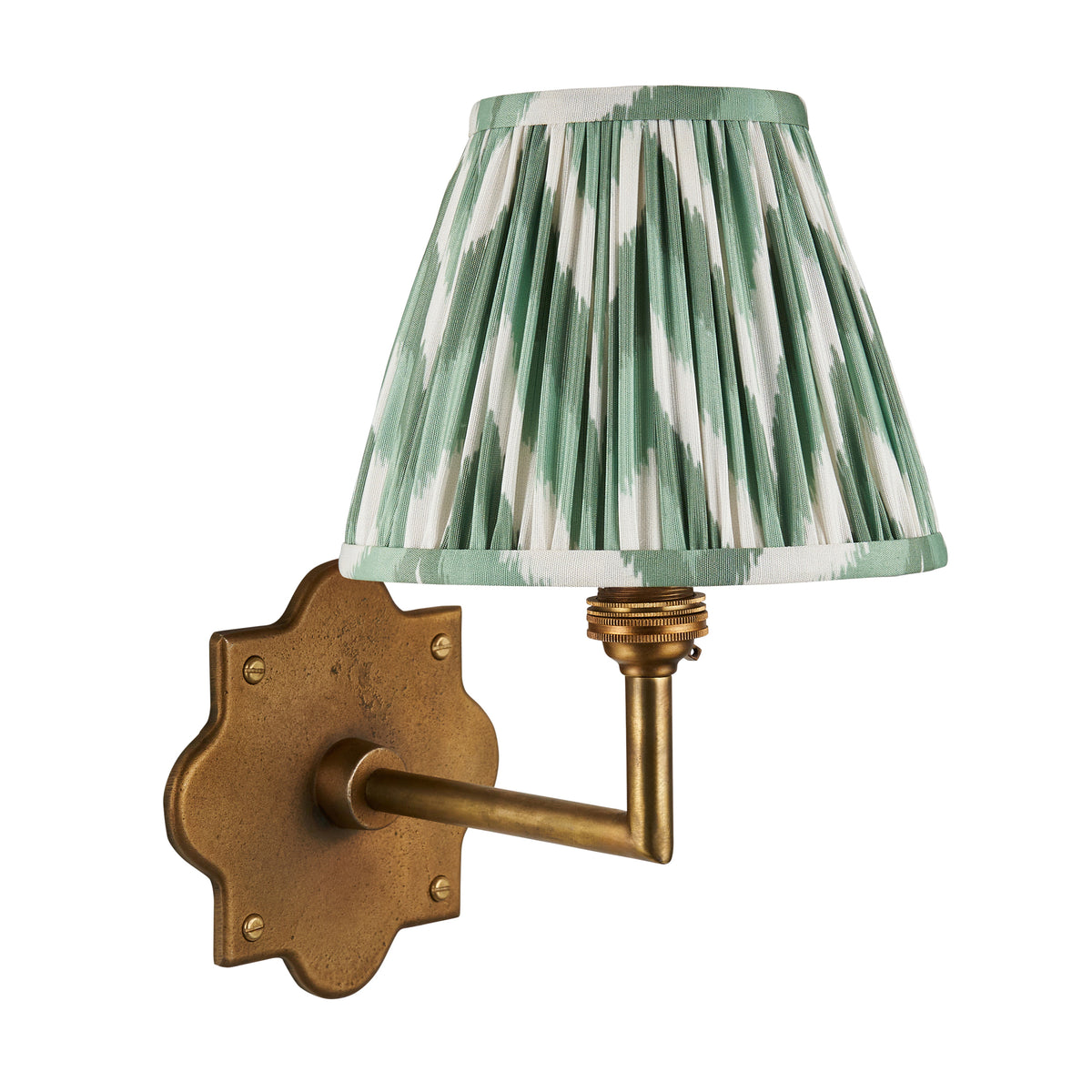 113796 Anvil Angle & Zigzag 16cm Wall Light Brass Green
