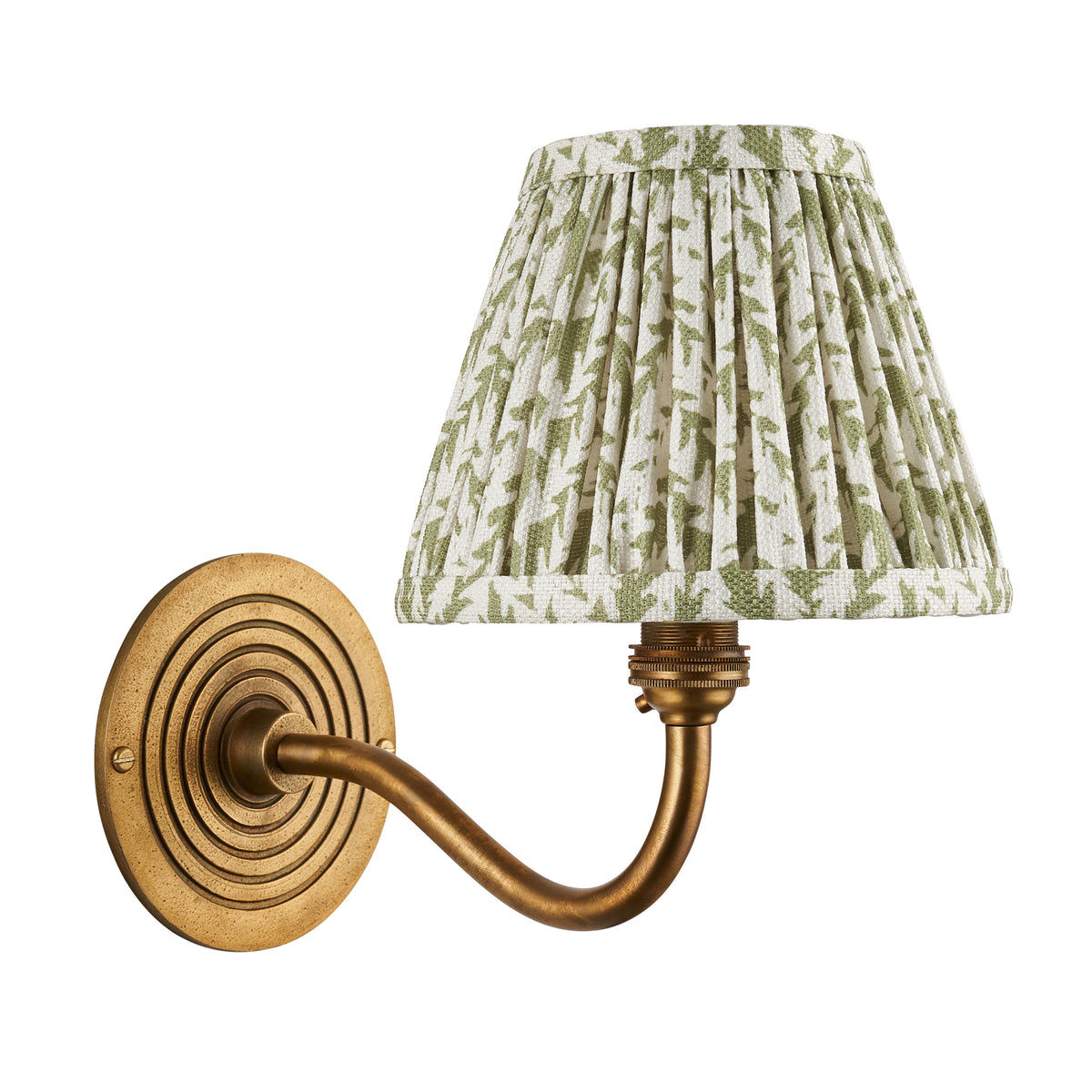 114090 Ripple Curve & Leaf 16cm Wall Light Brass Green