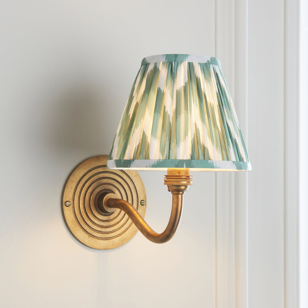 114095 Ripple Curve & Zigzag 16cm Wall Light Brass Green