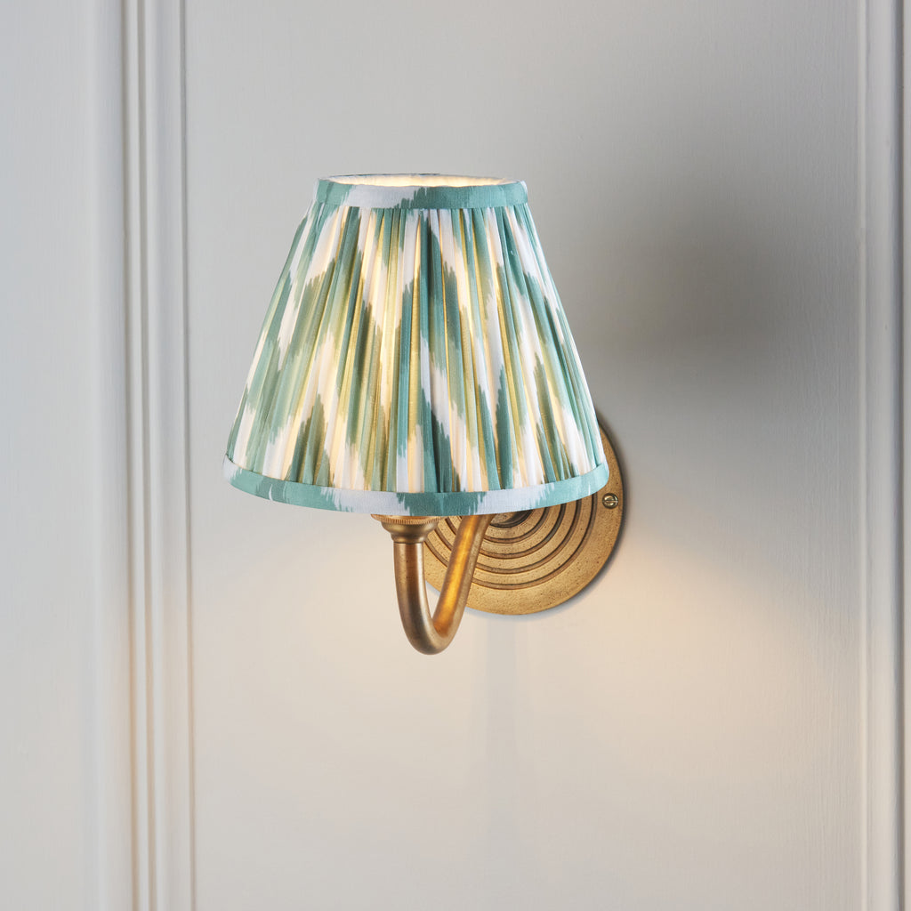 114095 Ripple Curve & Zigzag 16cm Wall Light Brass Green