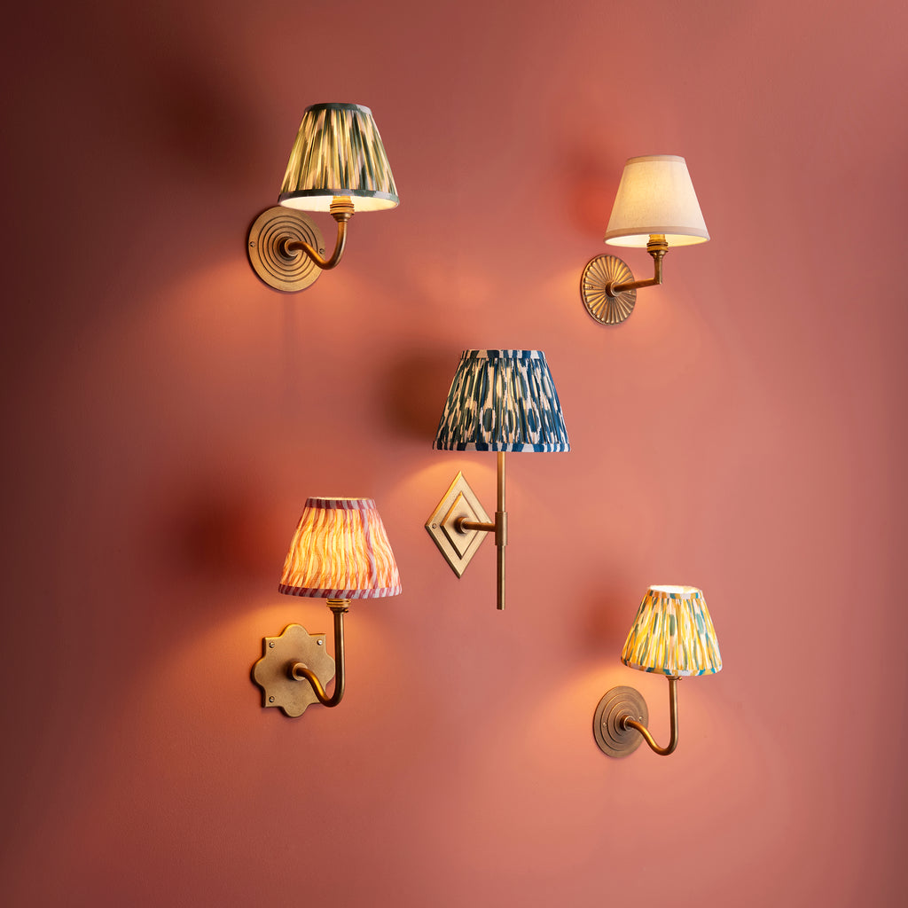 114095 Ripple Curve & Zigzag 16cm Wall Light Brass Green