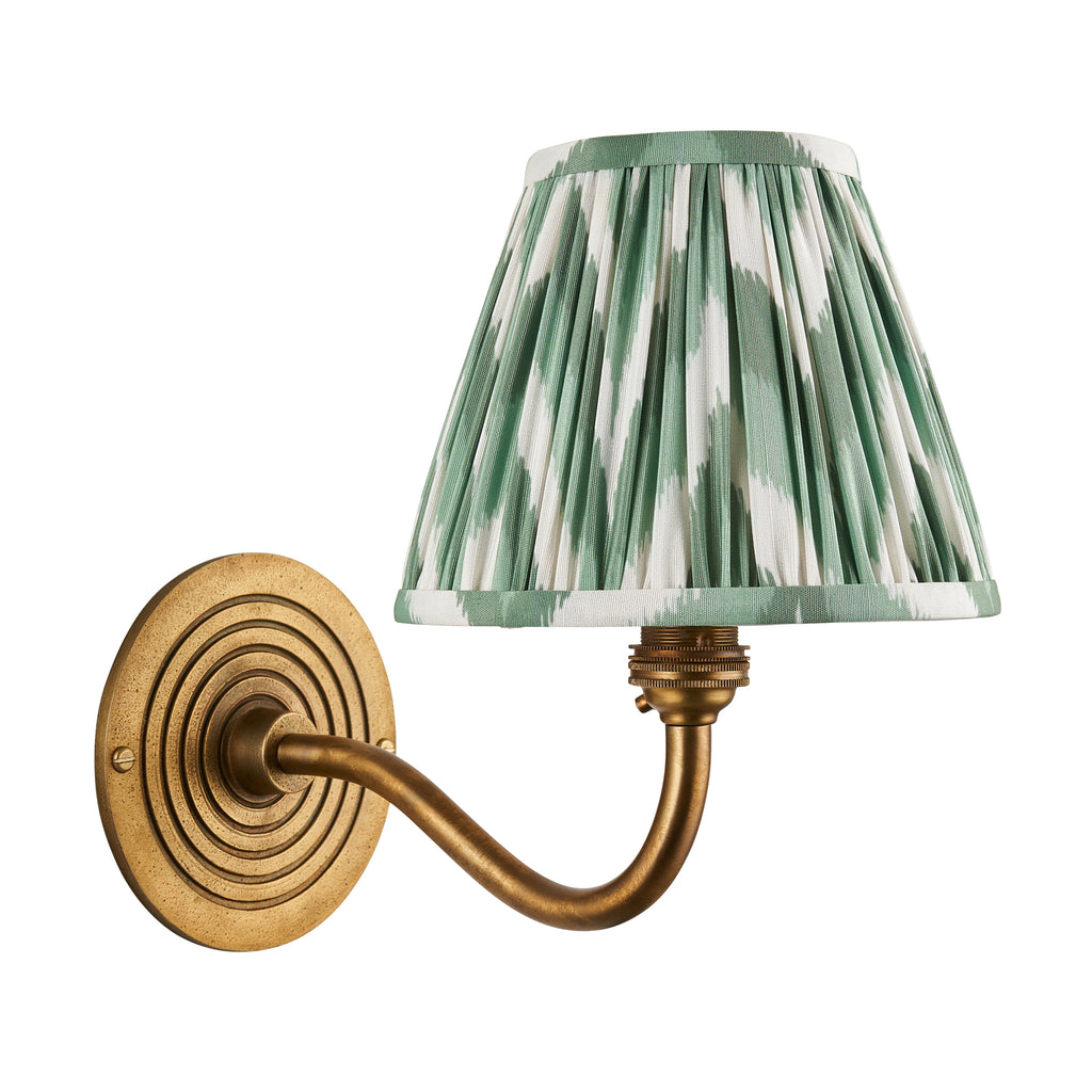 114095 Ripple Curve & Zigzag 16cm Wall Light Brass Green