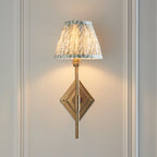114133 Diamond Tall & Leaf 16cm Wall Light Brass Green