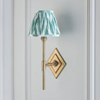 114138 Diamond Tall & Zigzag 16cm Wall Light Brass Green