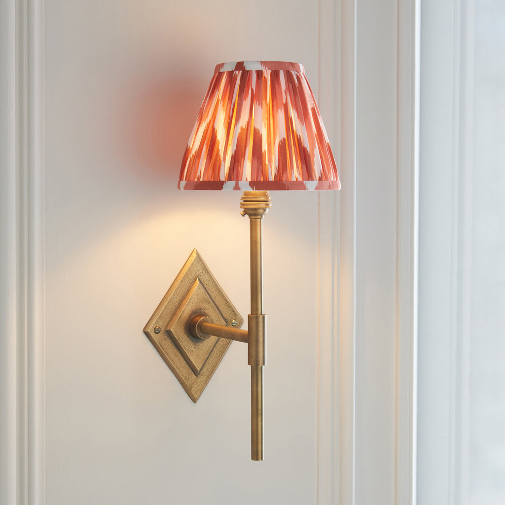 114139 Diamond Tall & Zigzag 16cm Wall Light Brass Orange