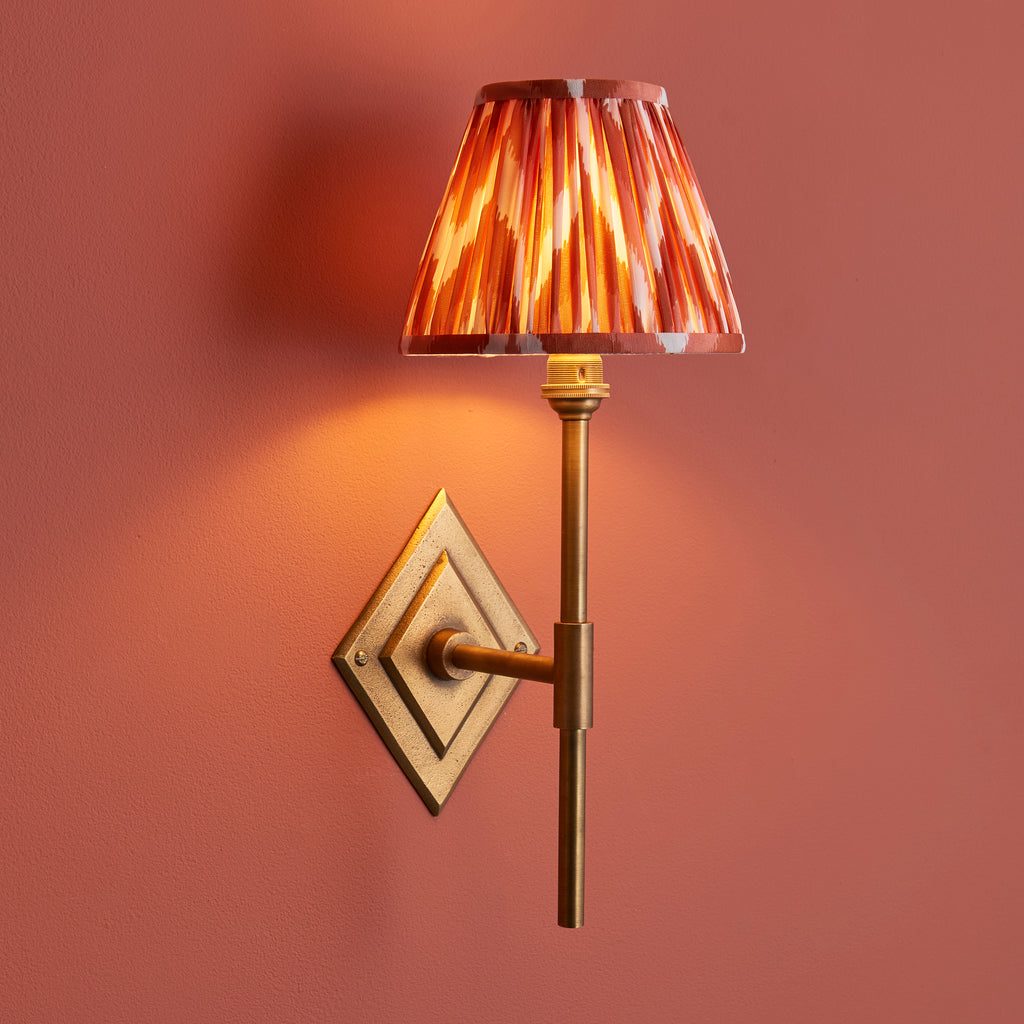 114139 Diamond Tall & Zigzag 16cm Wall Light Brass Orange