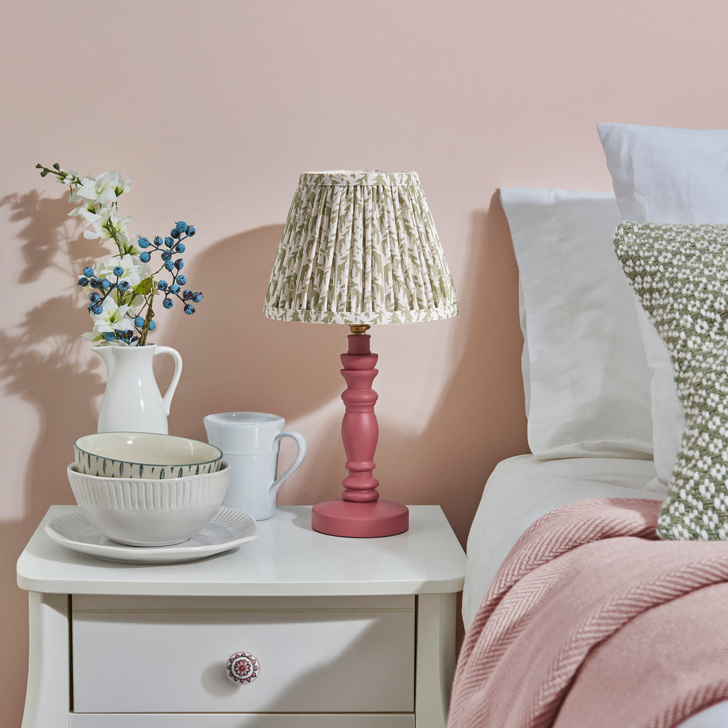 114267 Bibury & Leaf 20cm Table Lamp Pink Green