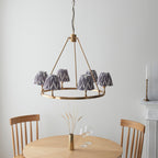 114509 Chester & Zigzag 16cm 6 Light Pendant Brass Grey