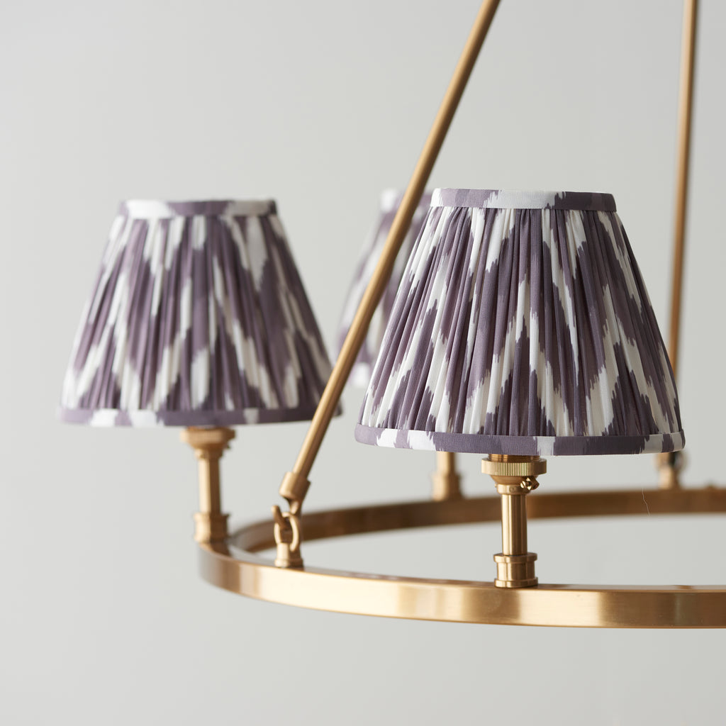 114509 Chester & Zigzag 16cm 6 Light Pendant Brass Grey